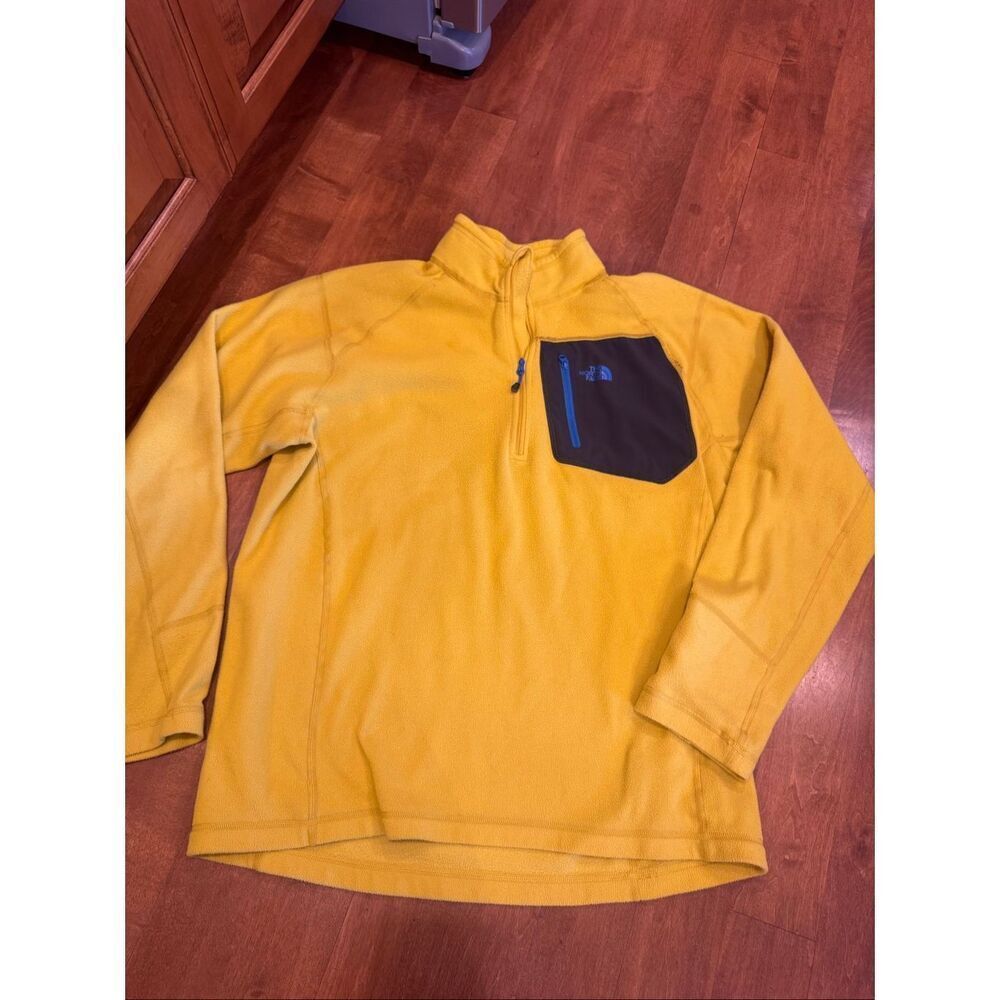 The North Face Men’s Large Yellow 1/4 Zip Fleece Pullover Chest Pocket Outdoor J